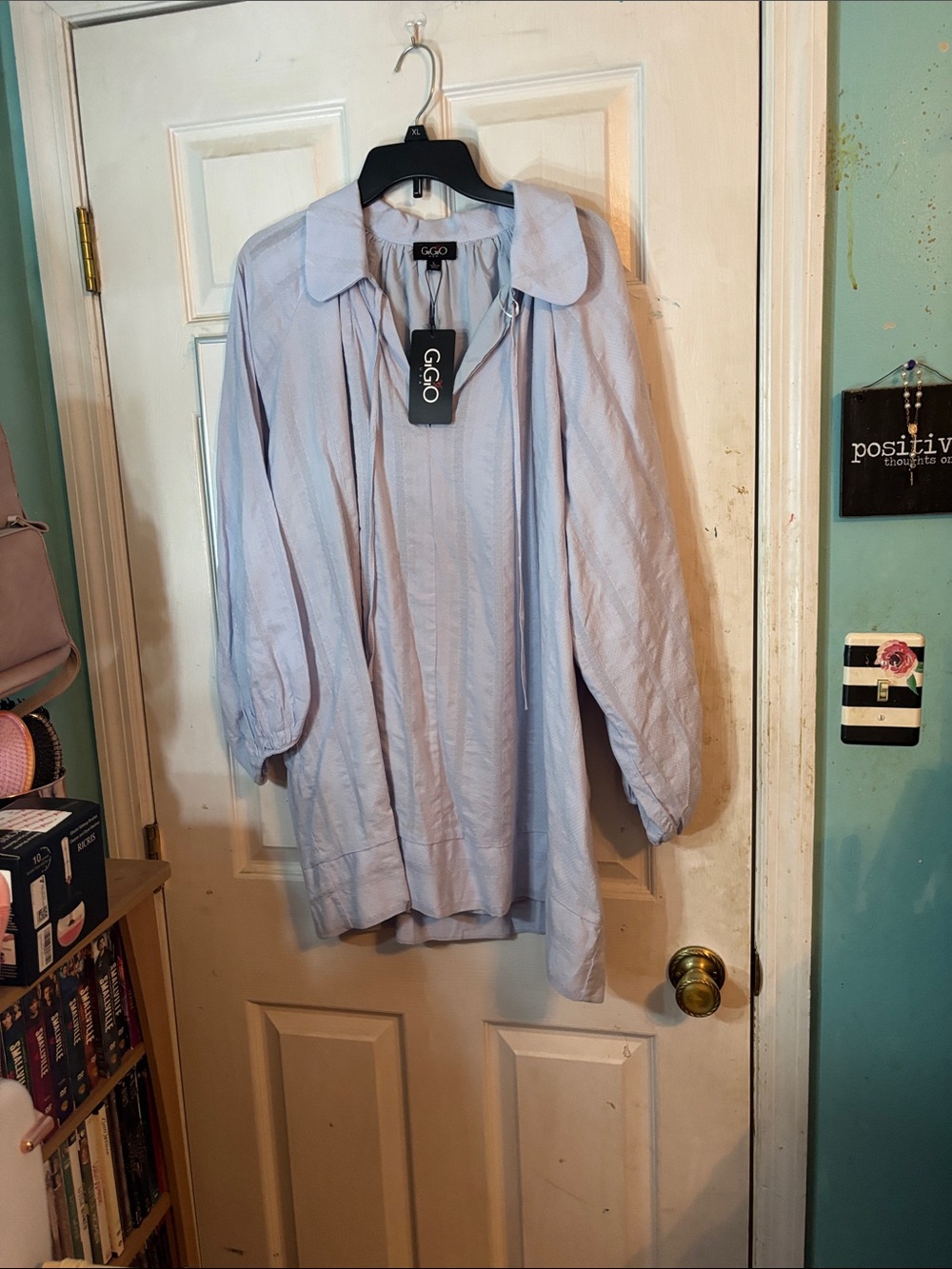 GGO Light Blue Midi Dress with Collar Size Large